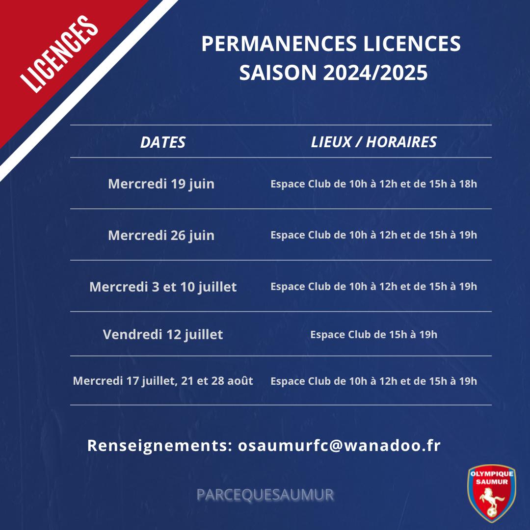 Permanences des licences saison 2024/2025