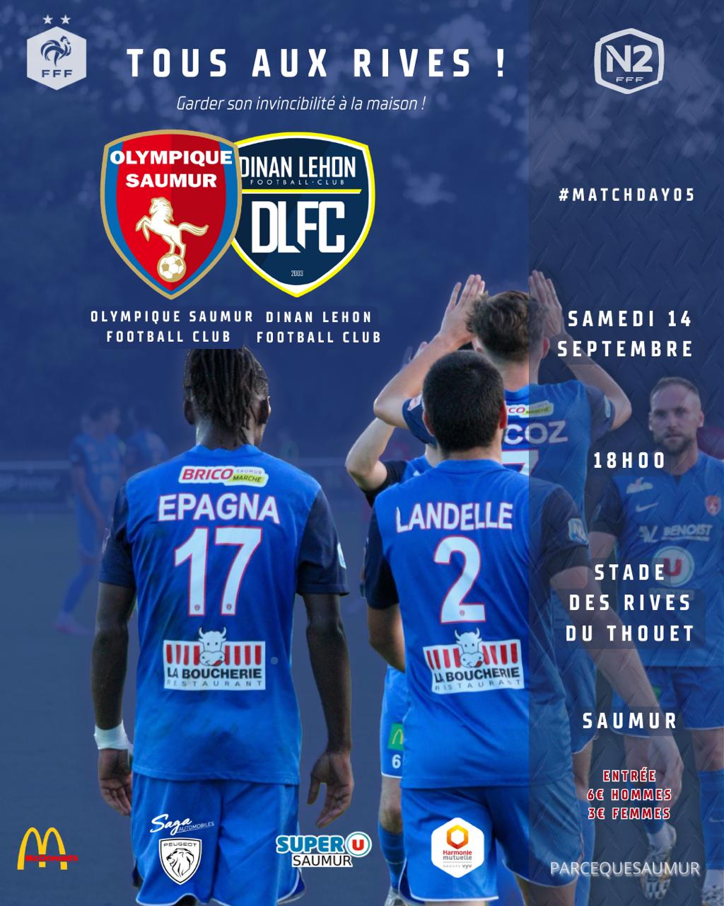 Affiche match Saumur-Dinan Léhon