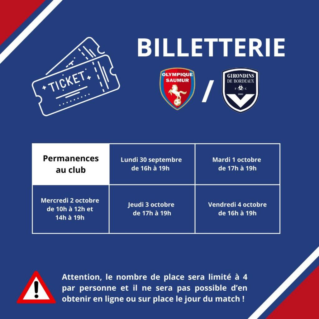 Information billetterie OSFC / Girondins de Bordeaux