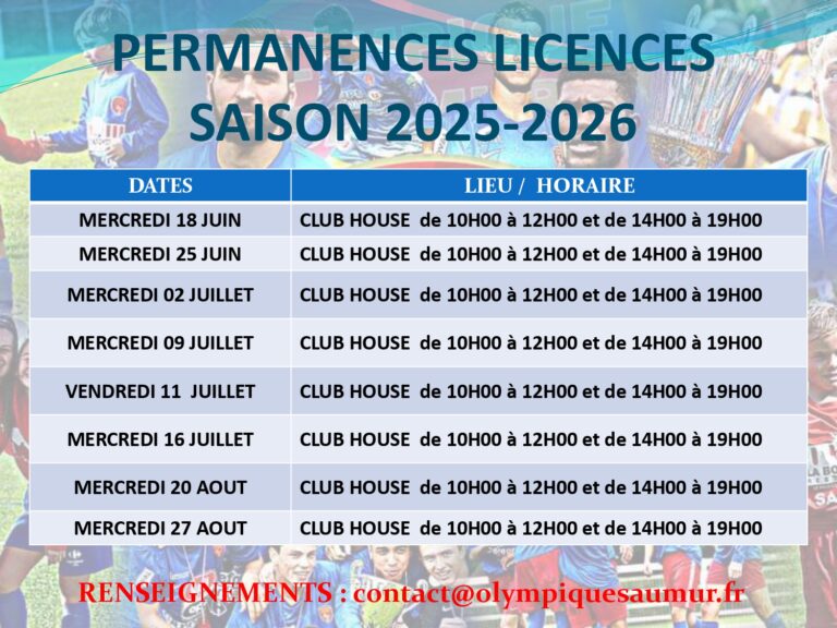 Permanences licences saison 2025/2026