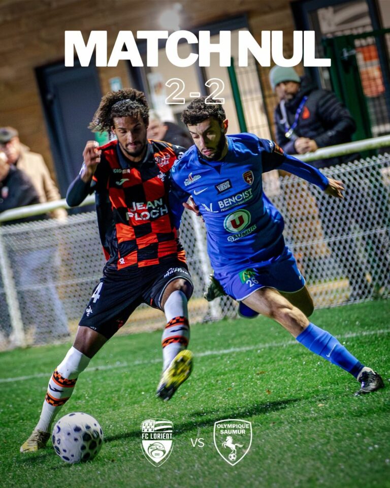 N2. Un point au courage : Saumur revient deux fois et accroche Lorient (2-2)