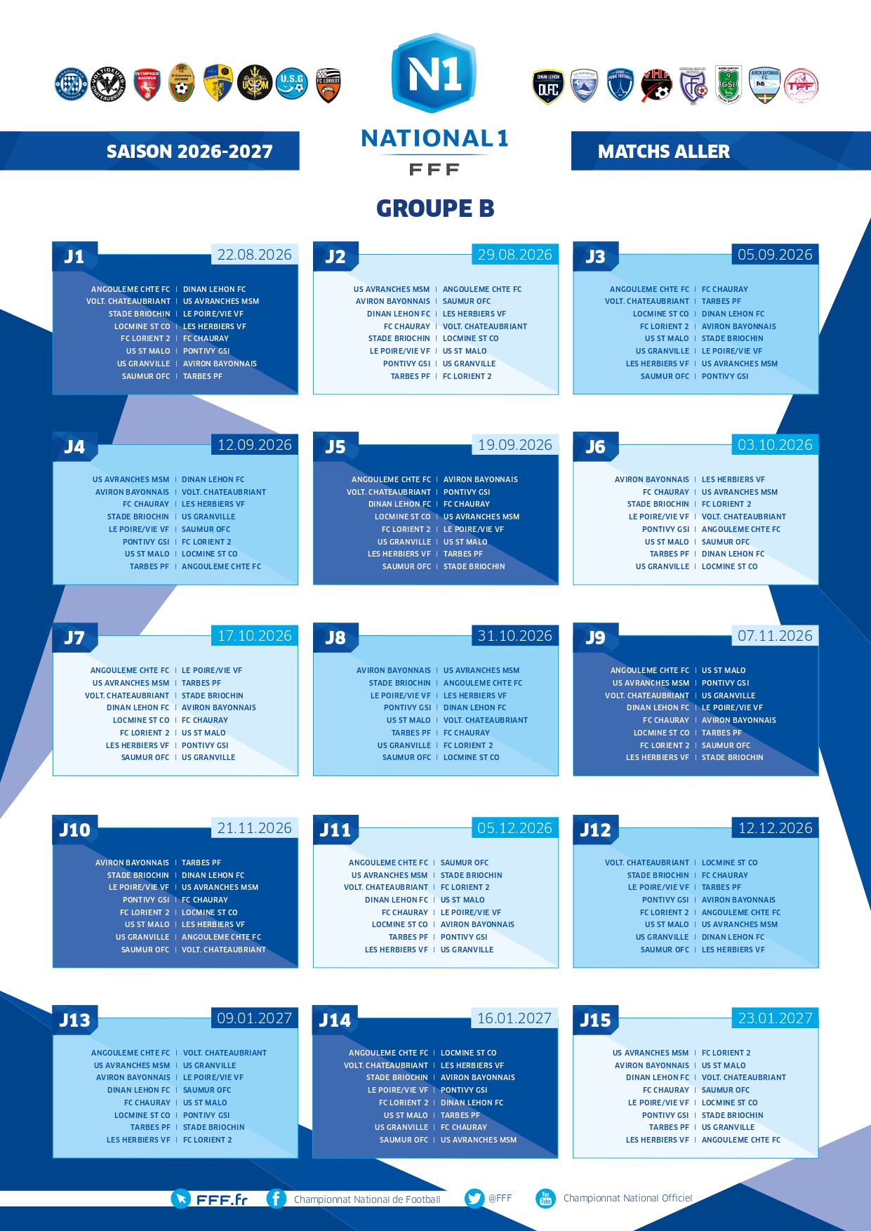 National 1 : le calendrier de l’Olympique Saumur !